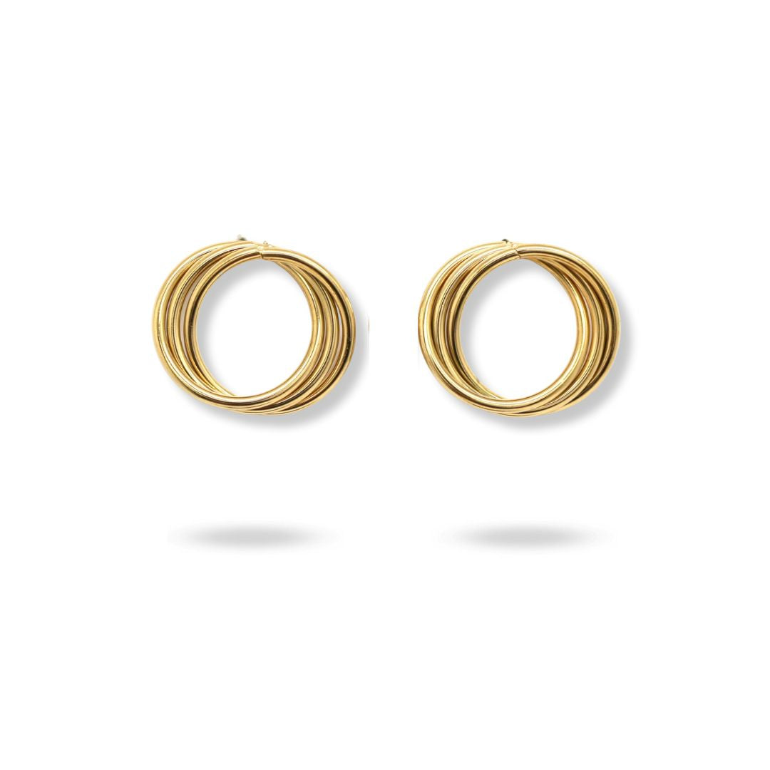 Boucles d'oreilles 3 anneaux acier inoxydable or
