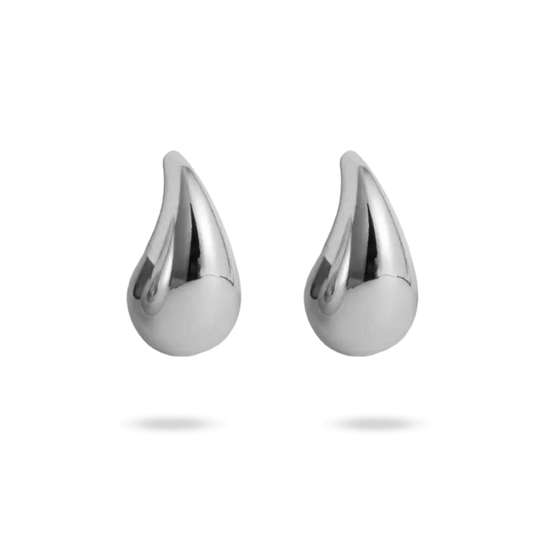 Boucles d'oreilles en forme de goutte d'eau DROP en acier inoxydable argenté