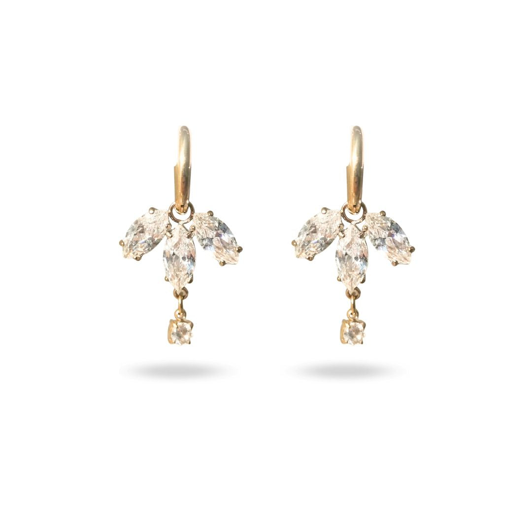 Créoles trèfle strass acier inoxydable doré Kenza