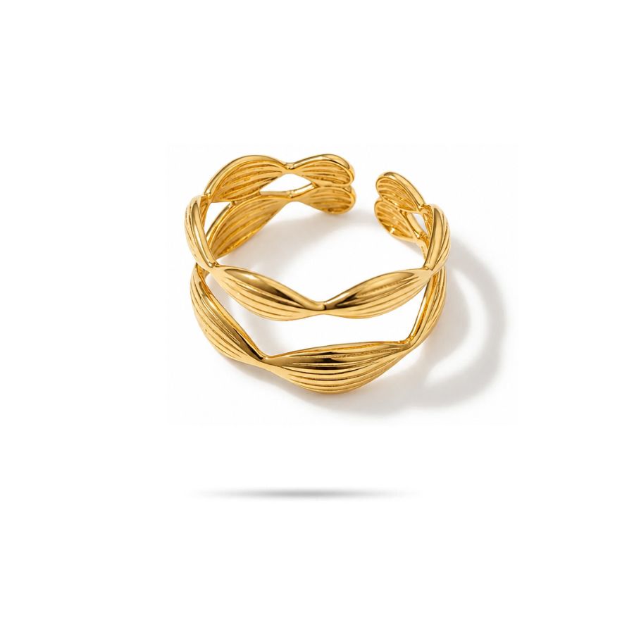 Bague dorée deux rangs réglable | Marion