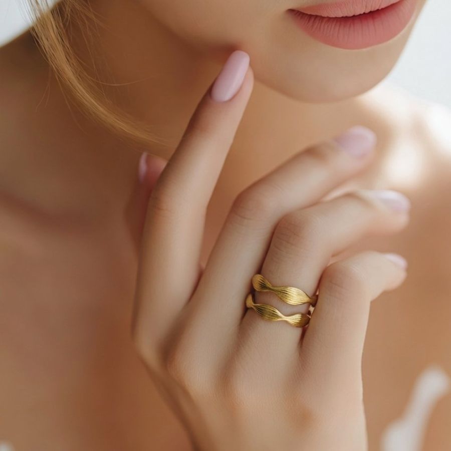 Bague dorée deux rangs réglable | Marion