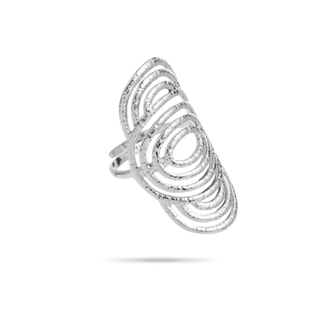 bague fantaisie longue bohème en acier inoxydable argenté