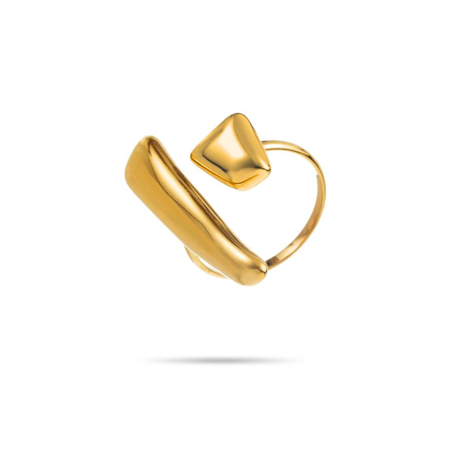 Bague originale asymétrique en acier inoxydable bicolore | Tamara