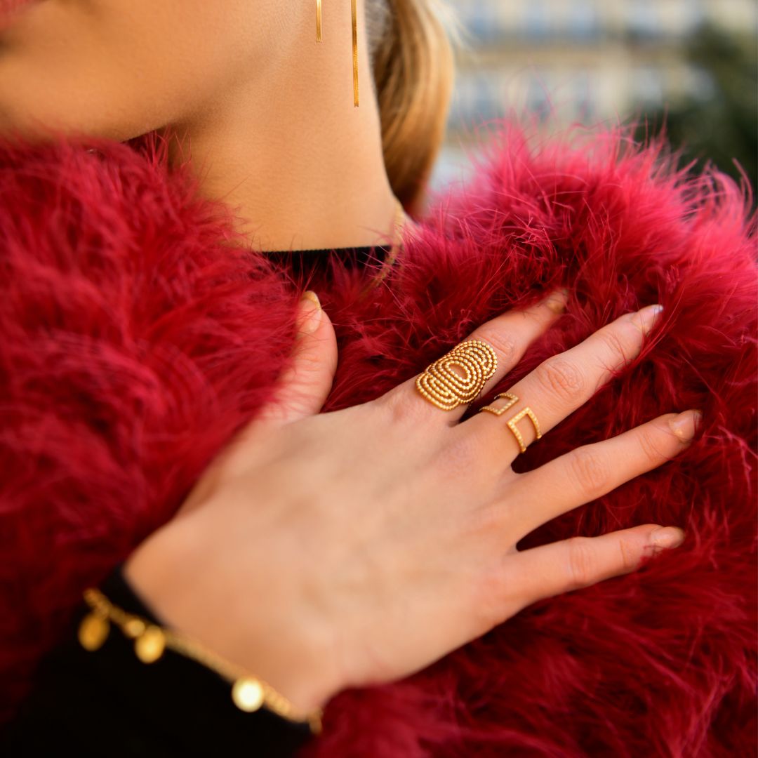 Bague fantaisie double rang strass - Pauline