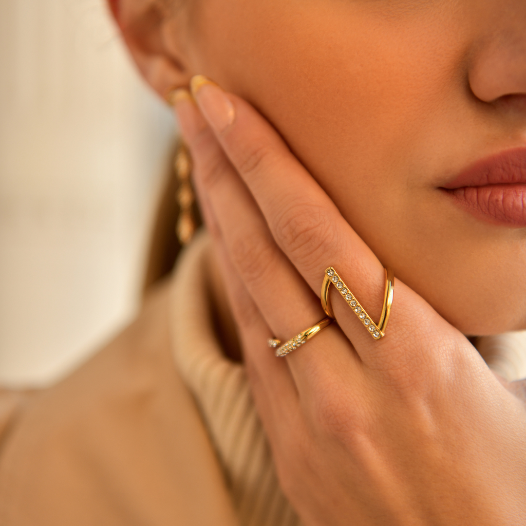 Bague strass originale asymétrique - Zélie