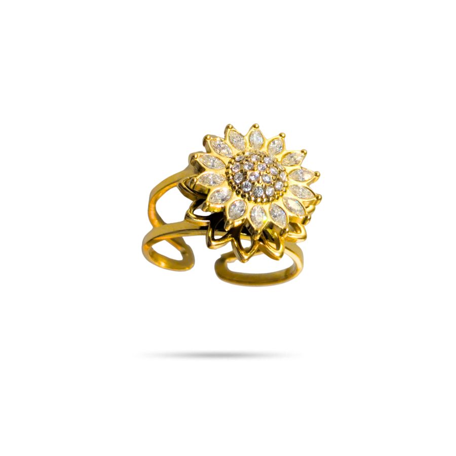 bague anti stress tournante en acier inoxydable doré