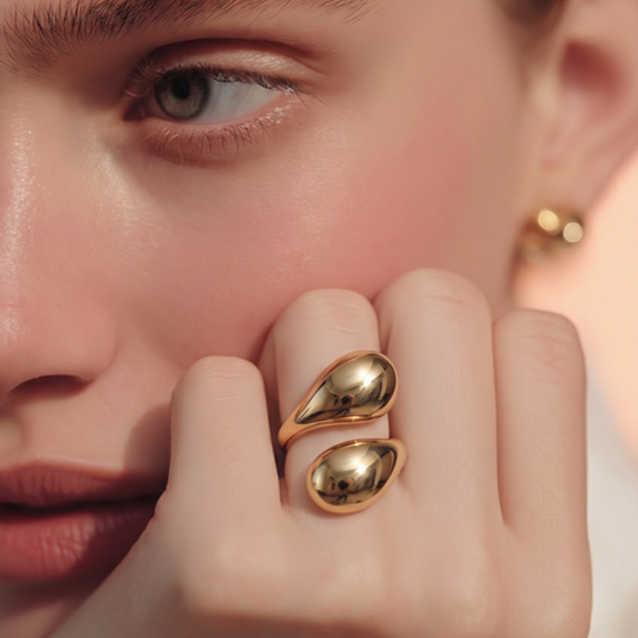 Bague deux gouttes d'eau en acier inoxydable | Marion