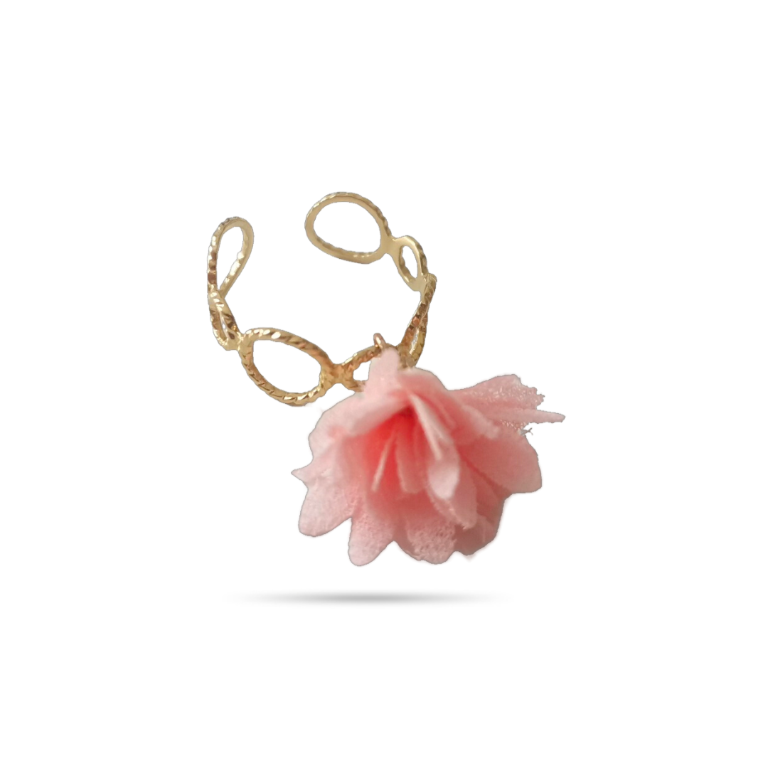 Bague dorée anneaux réglable acier inoxydable avec breloque fleur - Louisa