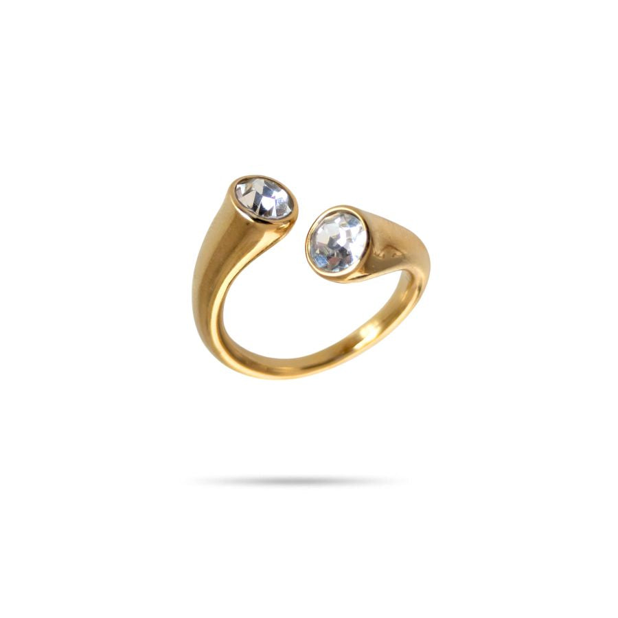 Bague fantaisie ouverte strass acier inoxydable | Dolly