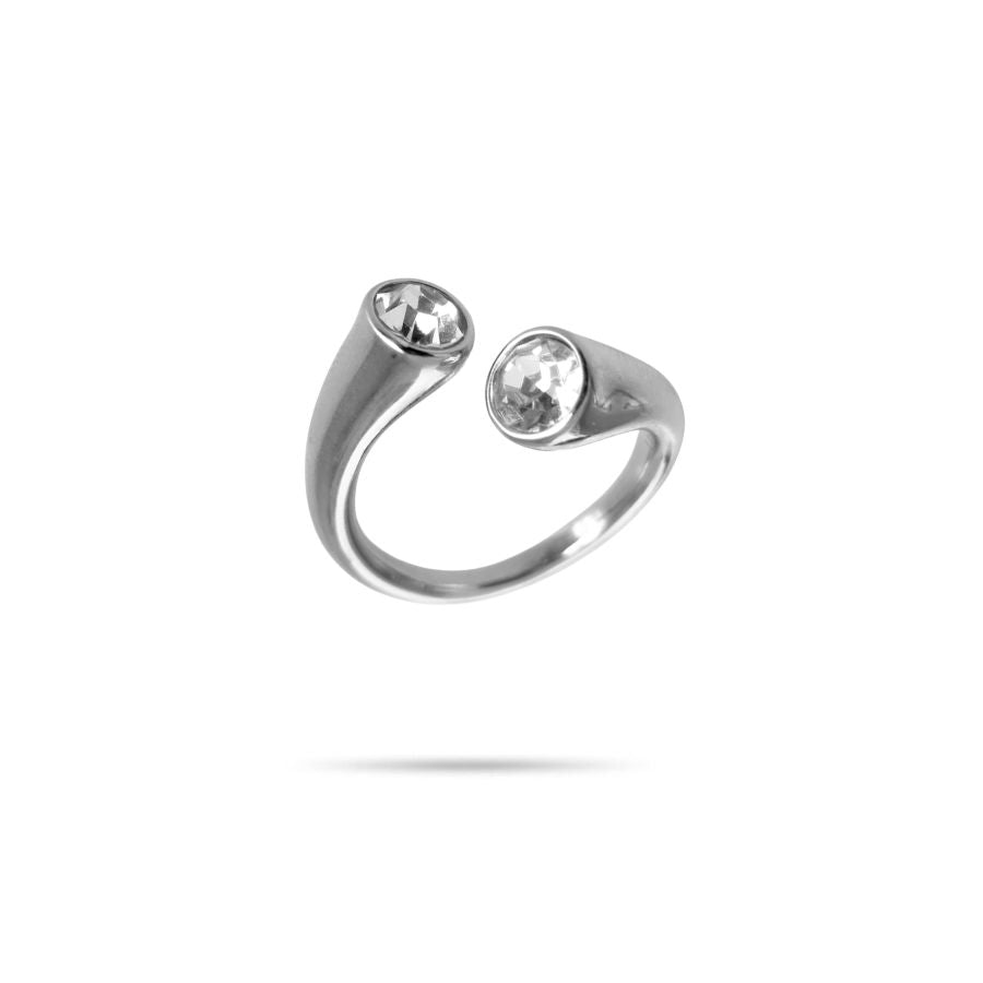 Bague fantaisie ouverte strass acier inoxydable | Dolly