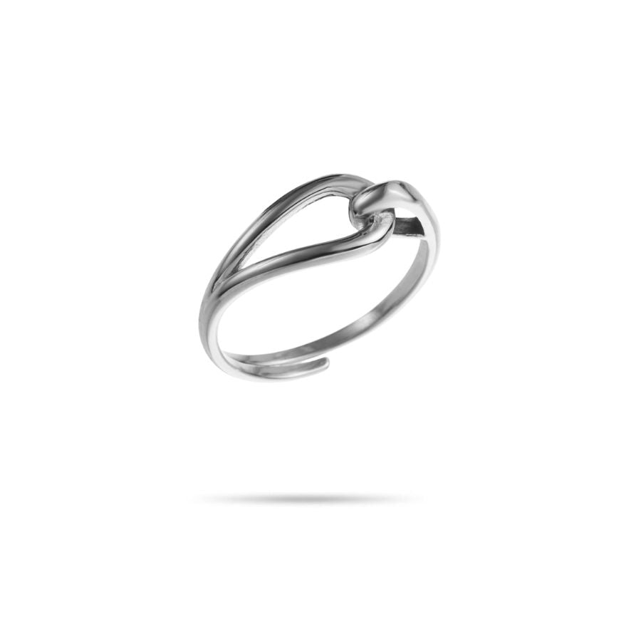 Bague fine anneaux entrelacés en acier inoxydable argenté | Zoé