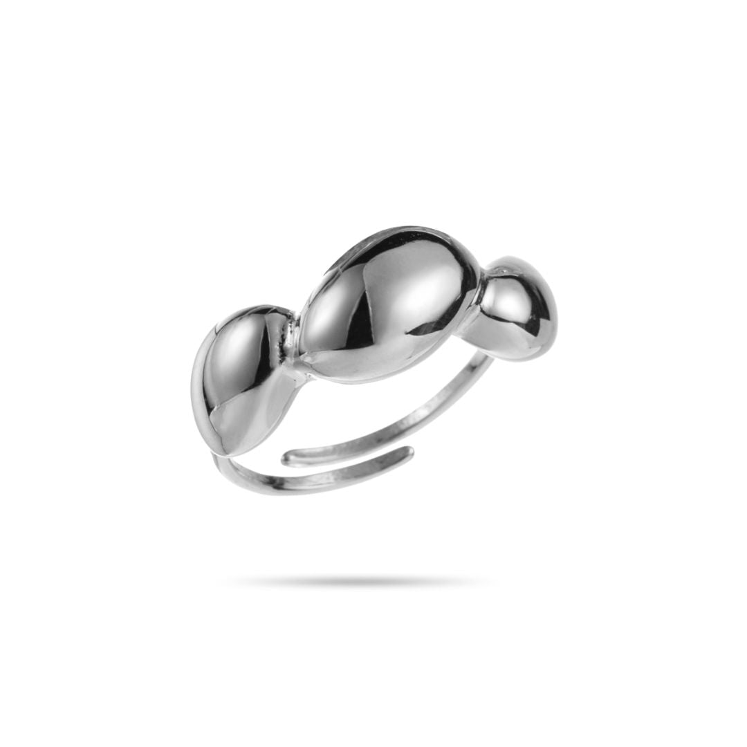 Bague goutte d'eau en acier inoxydable argentée