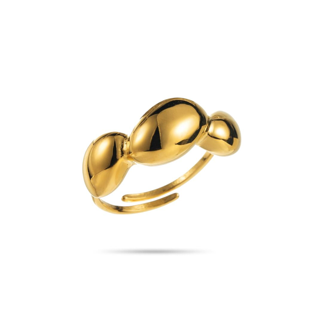Bague goutte d'eau en acier inoxydable dorée