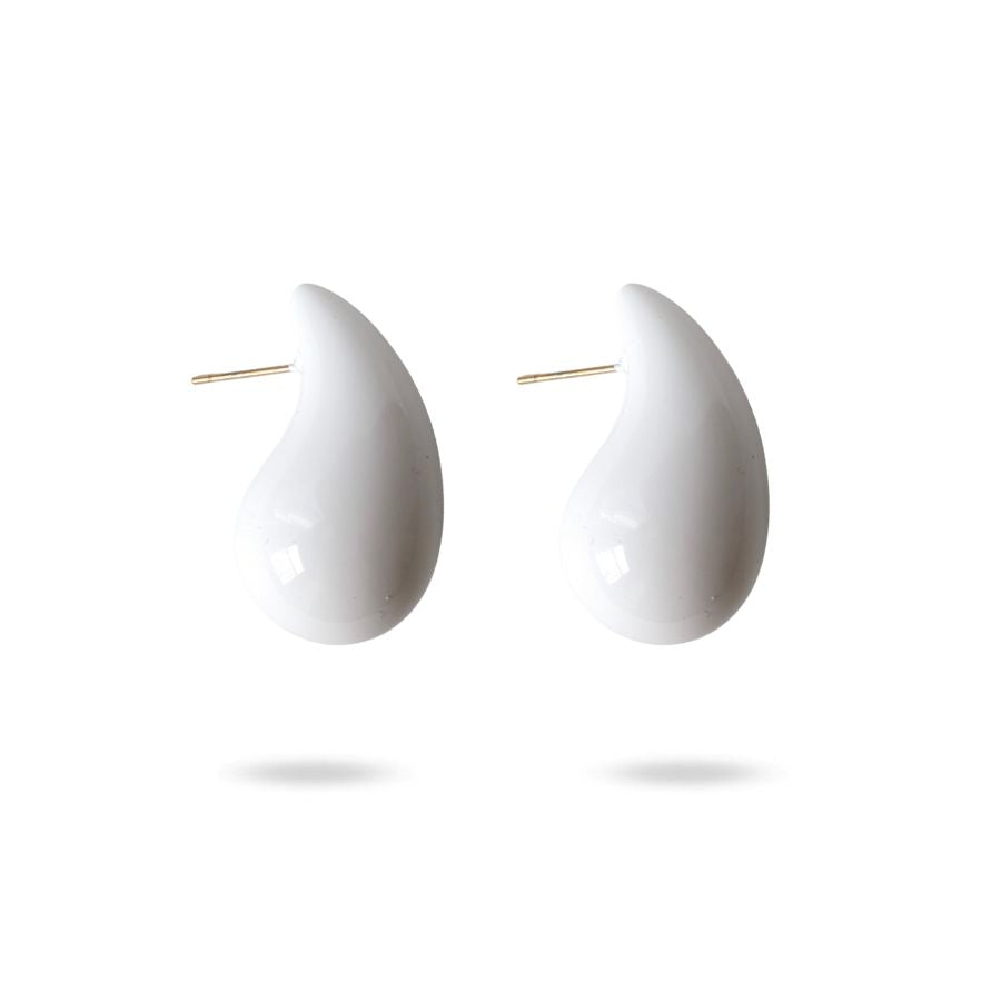 boucles d'oreilles en forme de goutte d'eau de couleur blanche