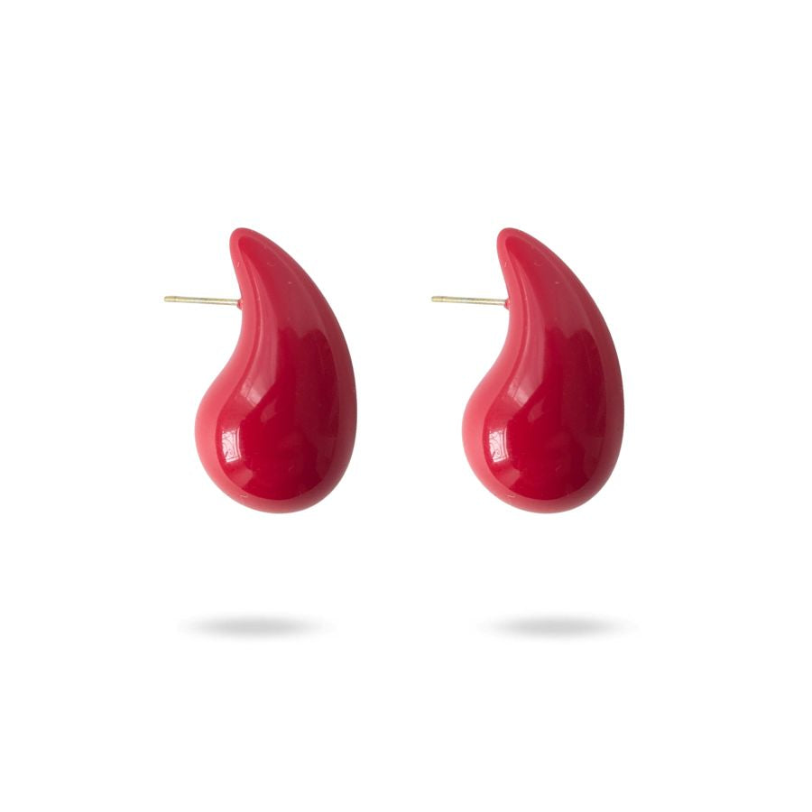 boucles d'oreilles en forme de goutte d'eau de couleur rouge