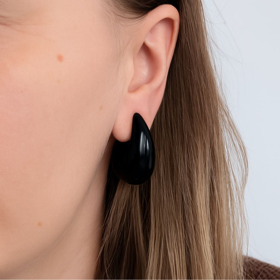 boucles d'oreilles en forme de goutte d'eau de couleur noire