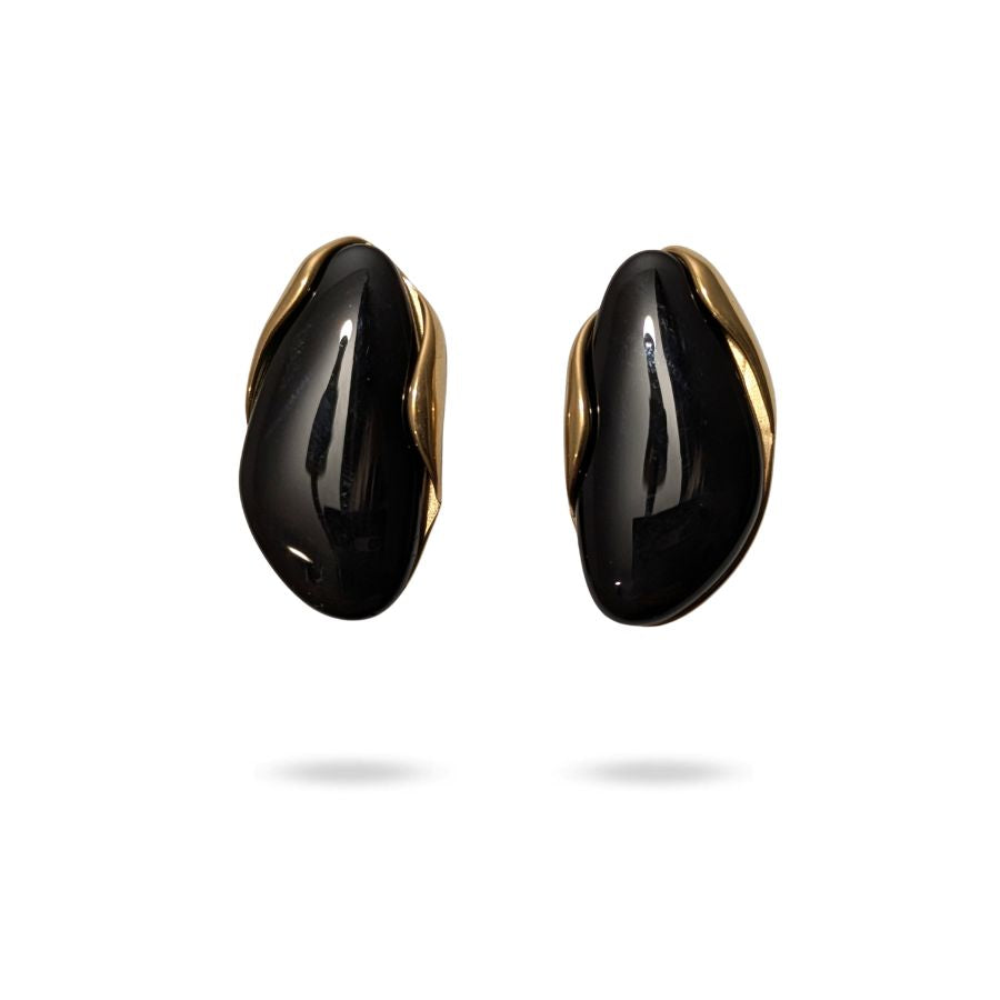 Boucles d'oreilles rétro ovales avec pierre en résine | Lola