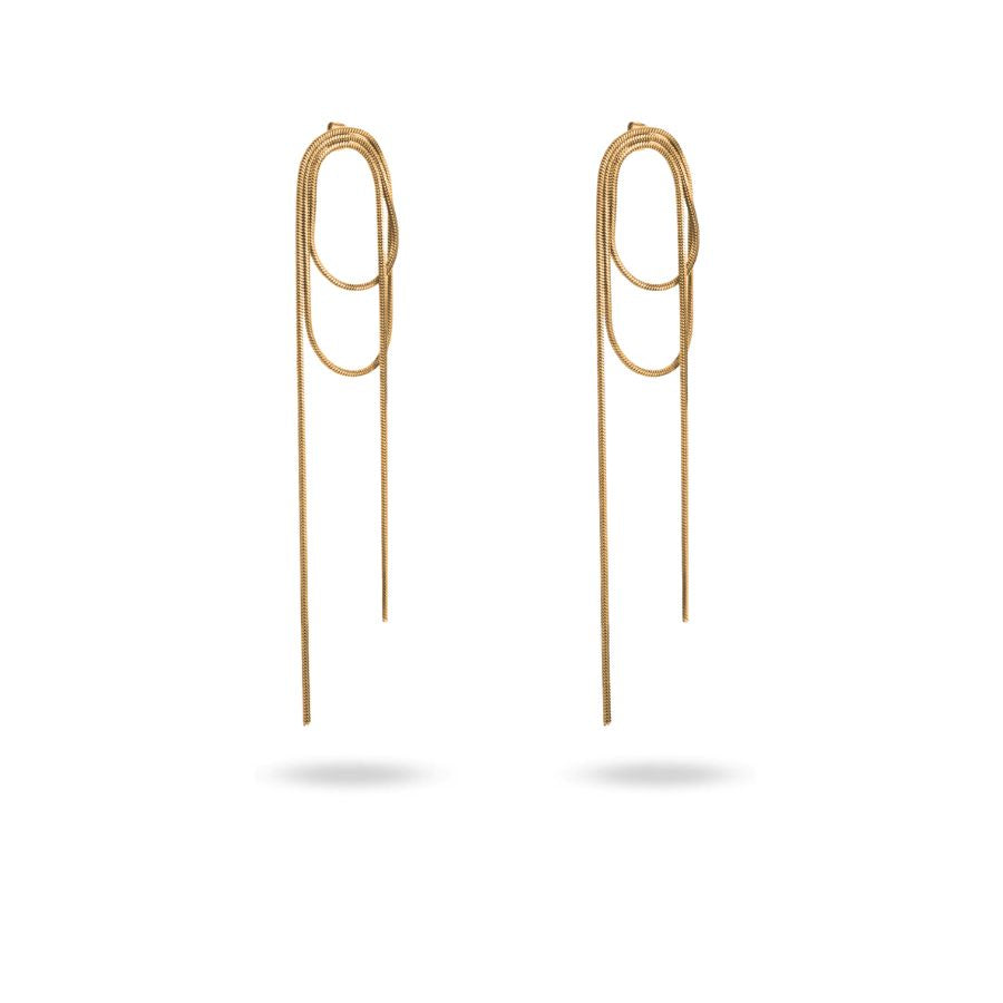 Boucles d'oreilles pendantes chaîne en acier inoxydable doré | Isabelle