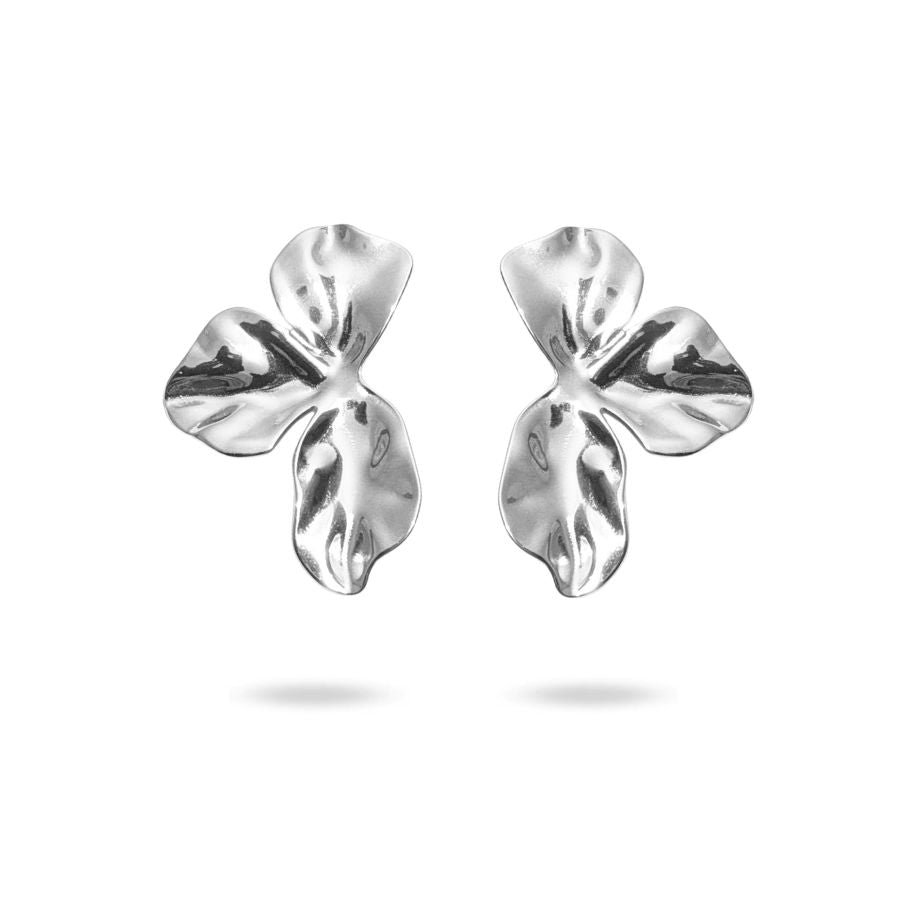 Boucles d'oreilles pendantes fleur en acier inoxydable doré | Léanne