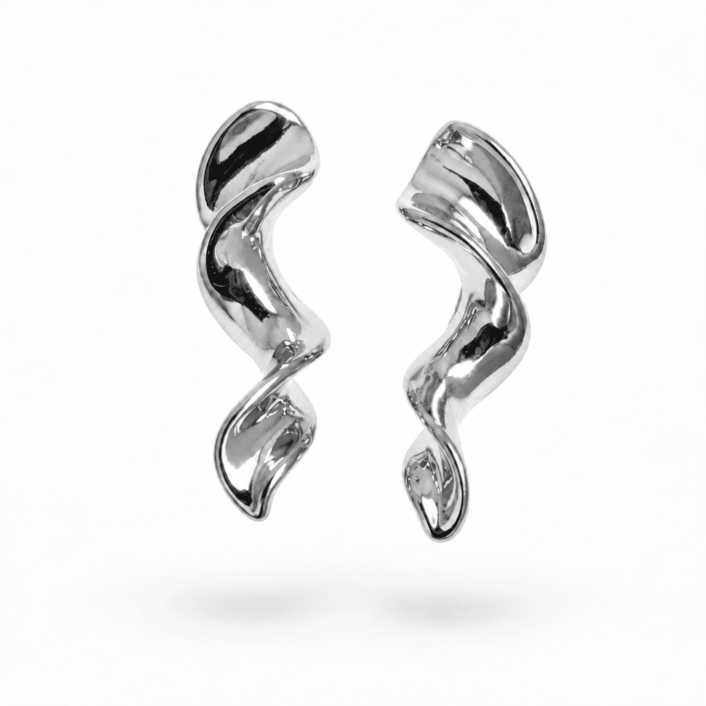 Boucles d'oreilles pendantes torsadées en acier inoxydable argenté