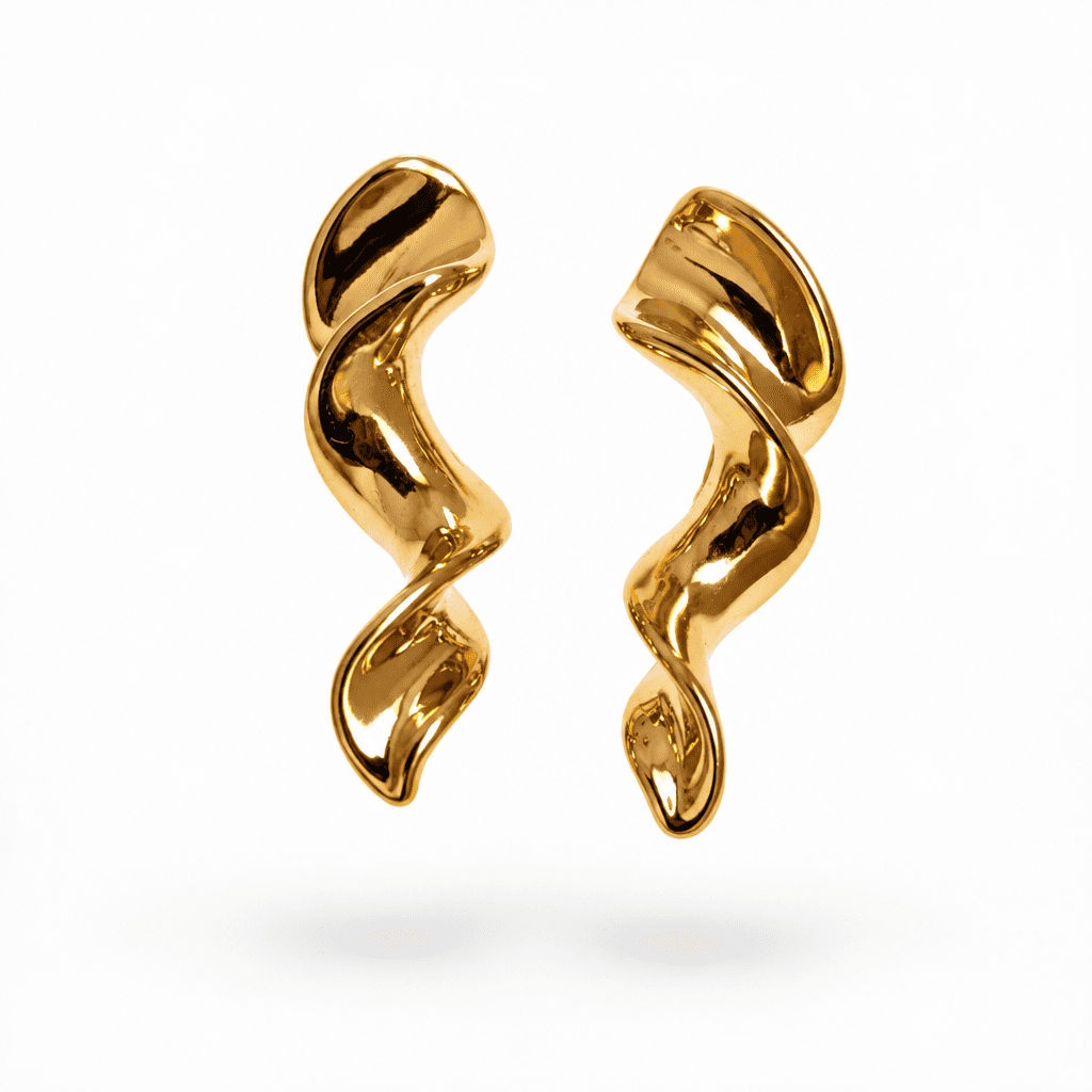 Boucles d'oreilles pendantes torsadées en acier inoxydable doré