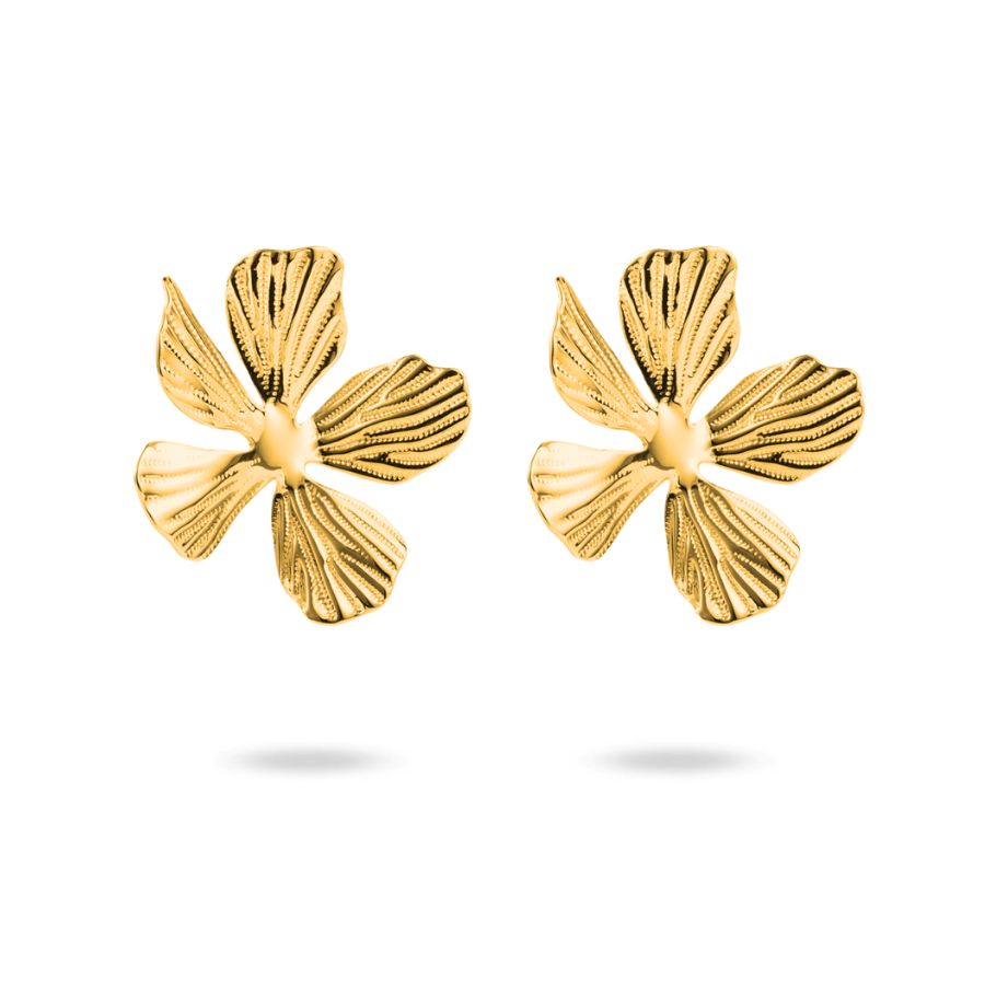 Boucles d&#39;oreilles fleur acier inoxydable doré - Flora