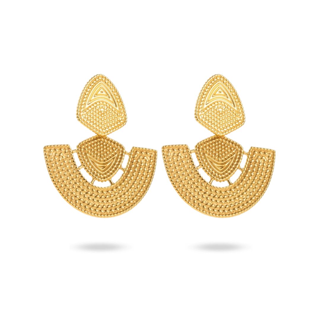 boucles d&#39;oreilles aztèques en acier inoxydable doré