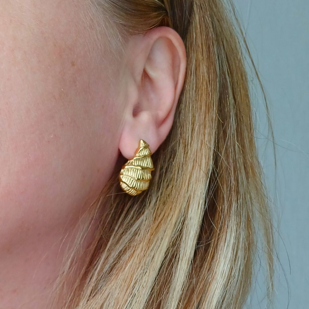 Boucles d'oreilles goutte d'eau coquillages acier inoxydable doré