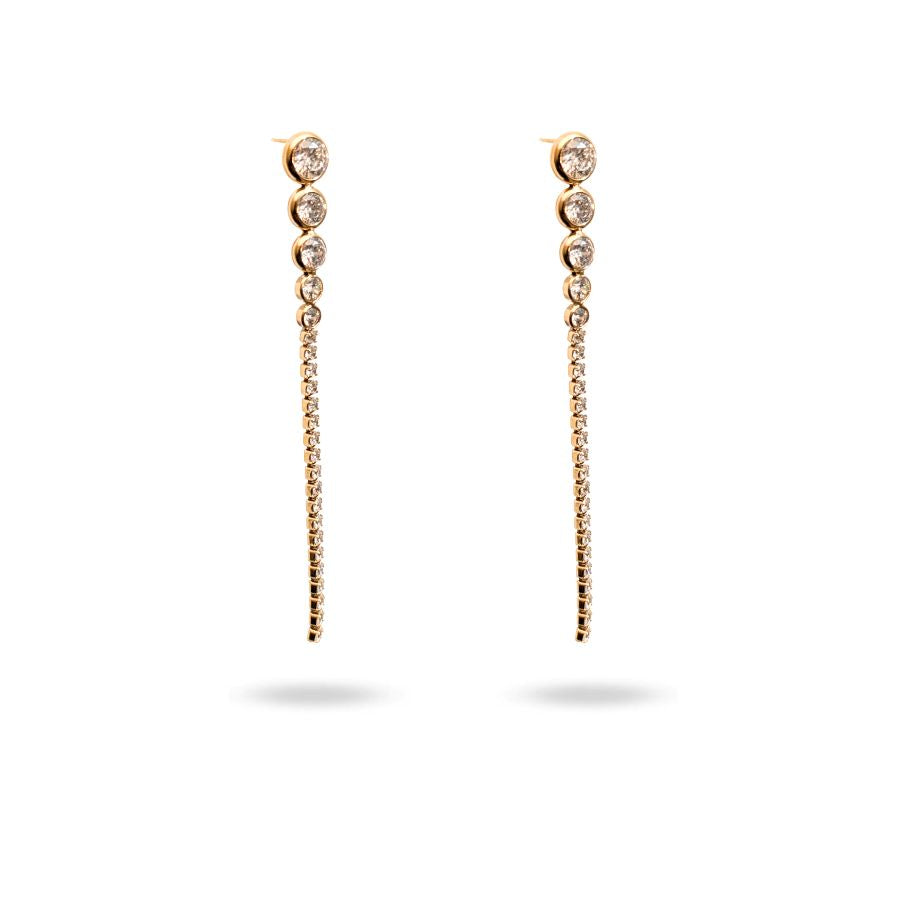 Boucles d'oreilles pendantes à strass en acier inoxydable argenté | Ludivine