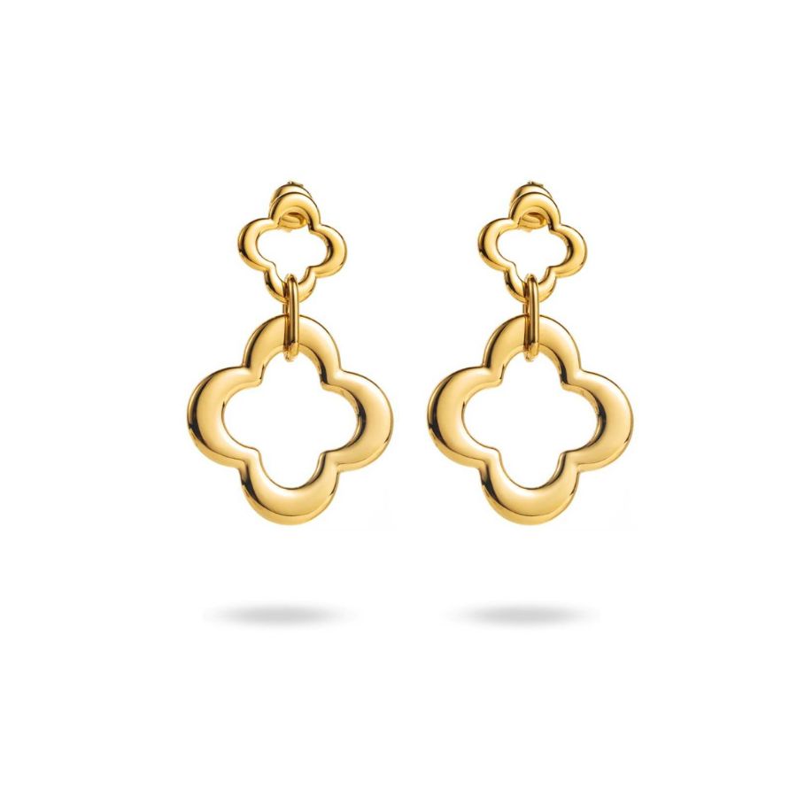 Boucles d'oreilles pendantes trèfle argenté | Barbara