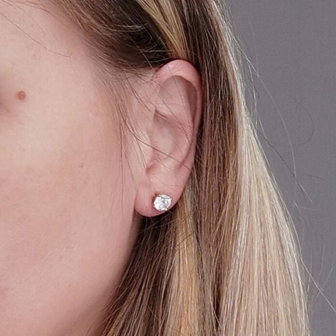Puces d'oreilles strass acier inoxydable dorée