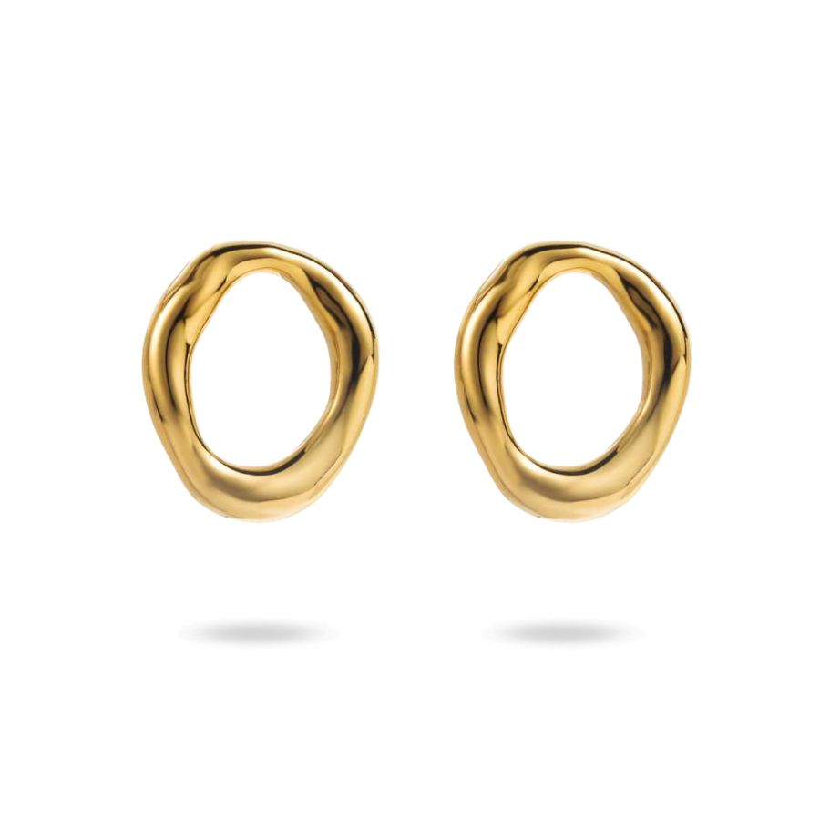 Boucles d'oreilles rondes pendantes originales en acier inoxydable doré