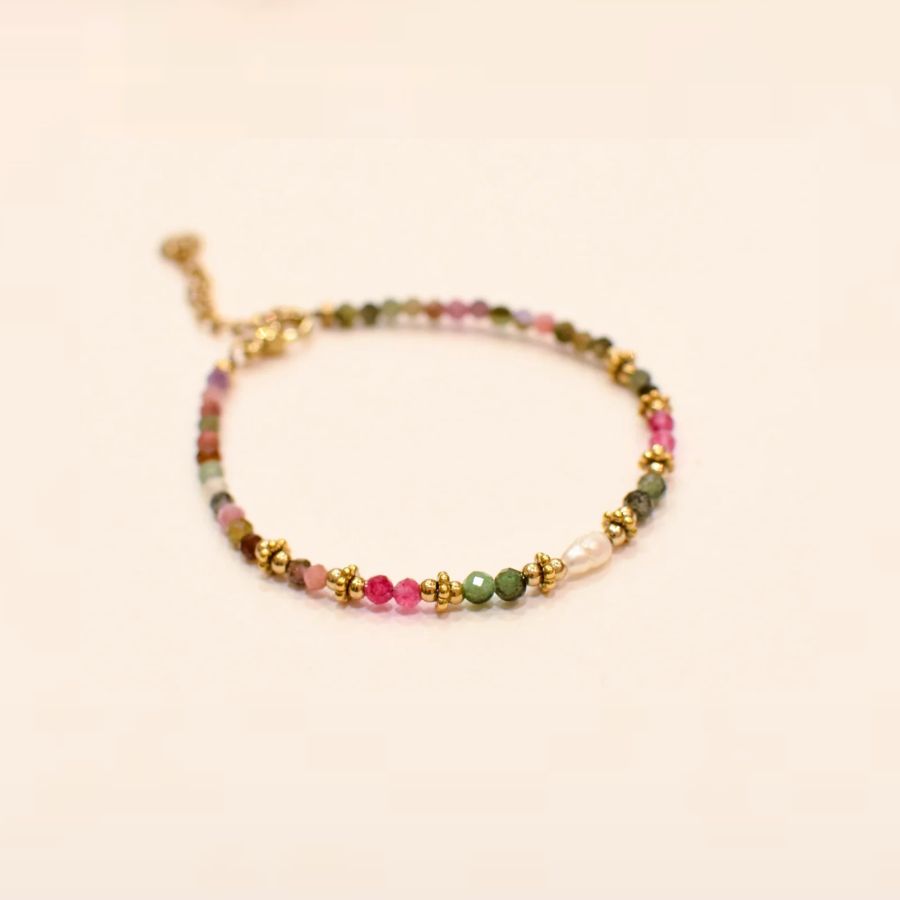 Bracelet fantaisie perles de tourmaline et d&#39;eau douce - Vivienne