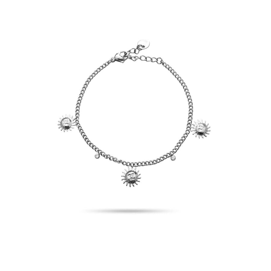 Bracelet fantaisie soleil et strass en acier inoxydable| Loriane