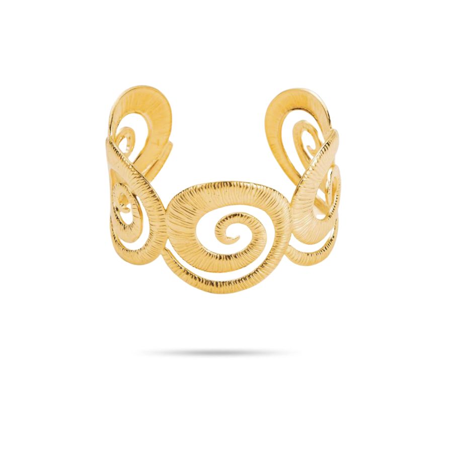 Manchette bracelet coquillage en acier inoxydable doré | Madia