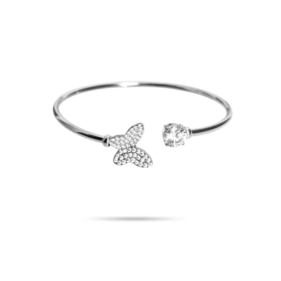 Bracelet manchette papillon et strass en acier inoxydable doré | Jéromine