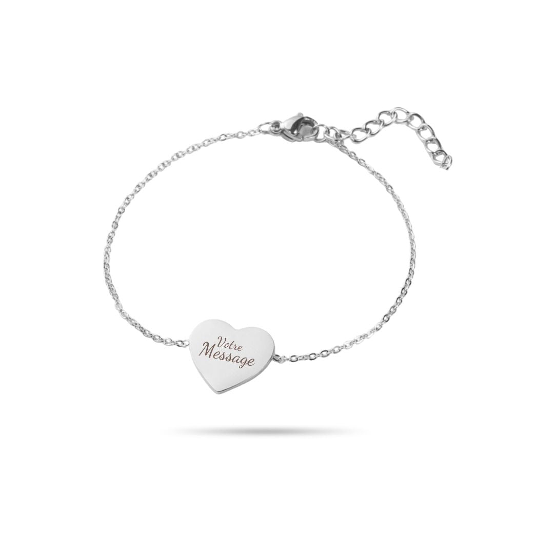 Bracelet personnalisé coeur en acier inoxydable argenté