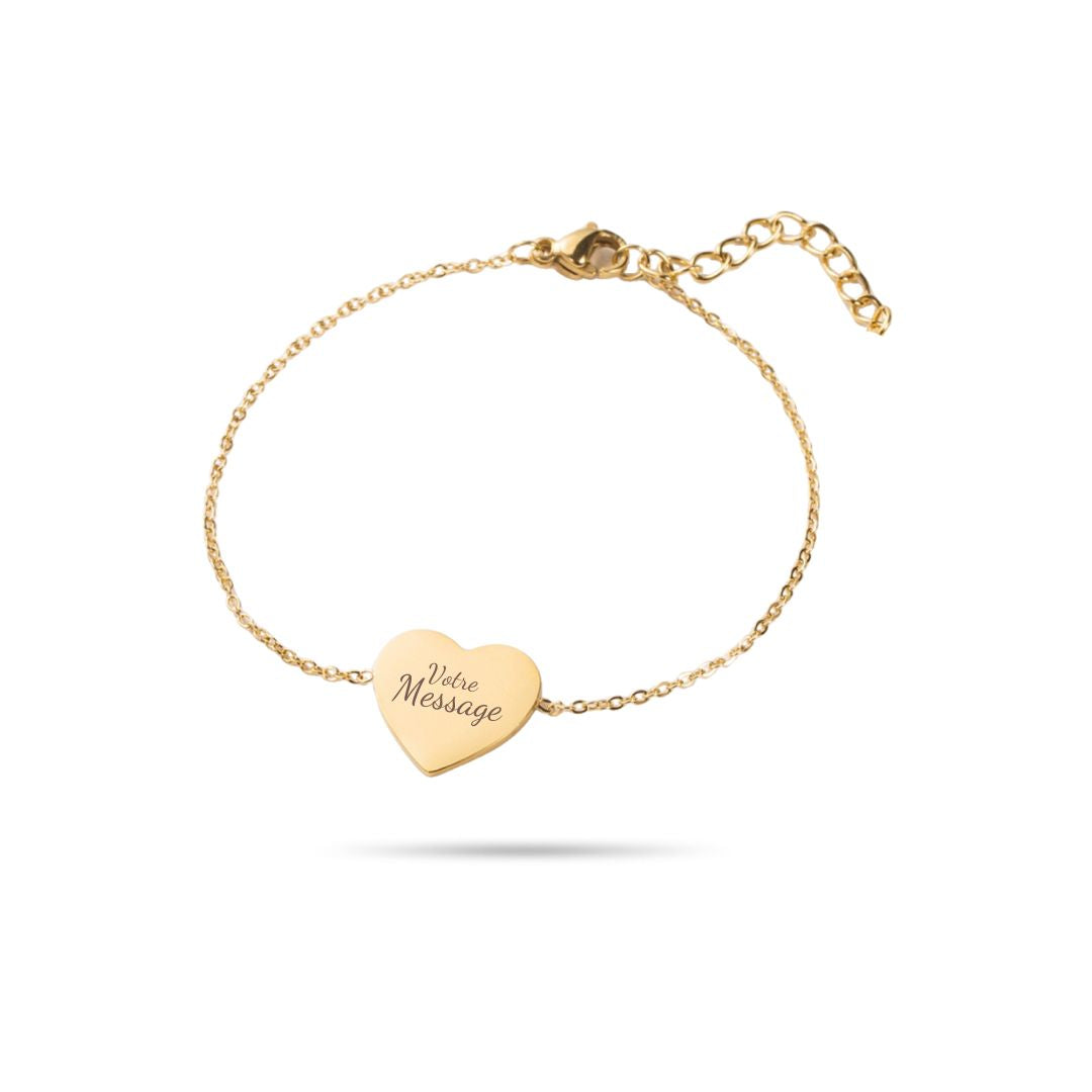 Bracelet personnalisé coeur en acier inoxydable doré