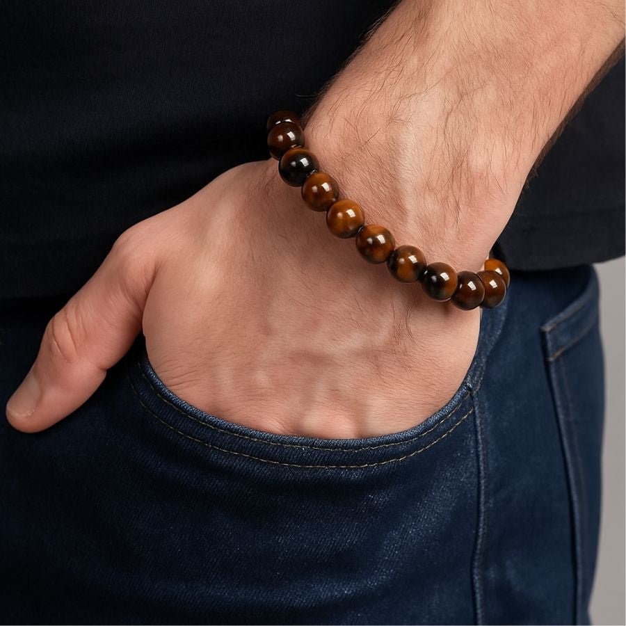 Bracelet perles de pierres naturelles 10 mm pour homme | Téo