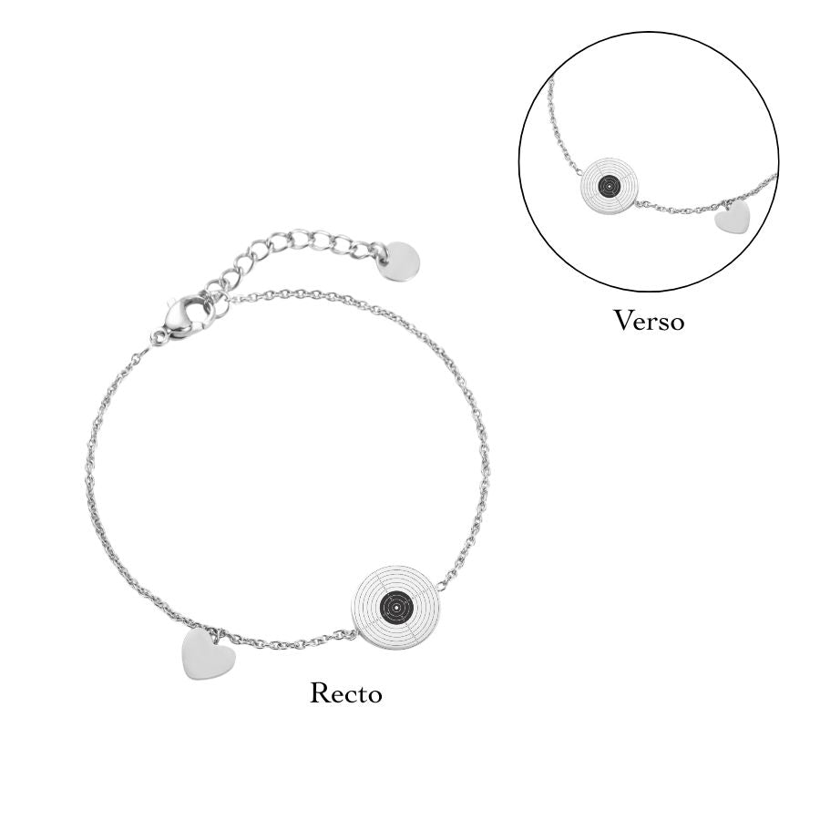 Bracelet cible pistolet gravée au recto verso en acier inoxydable | Ambre