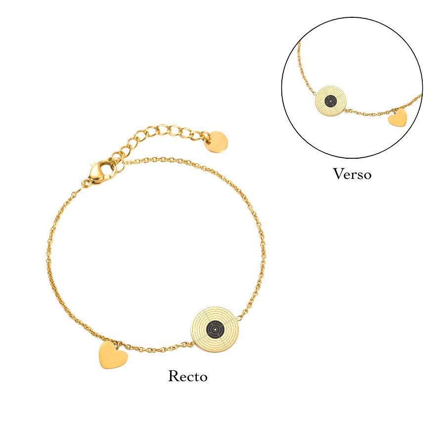 Bracelet cible pistolet gravée au recto verso en acier inoxydable | Ambre