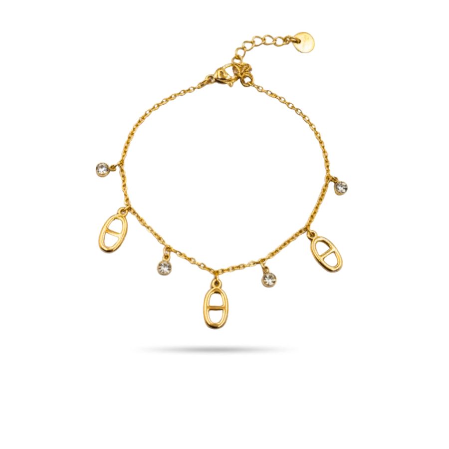 Bracelet chaîne avec breloques grain de café en acier inoxydable | Zoya