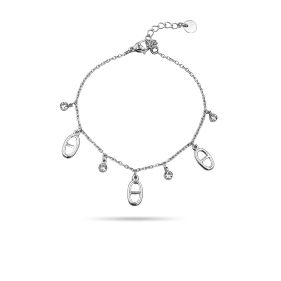 Bracelet chaîne avec breloques grain de café en acier inoxydable | Zoya