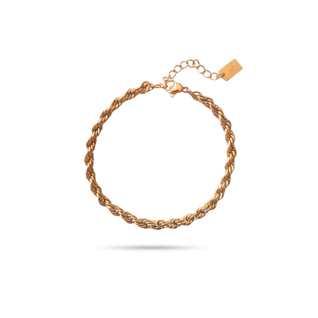 Bracelet chaîne torsadée acier inoxydable doré
