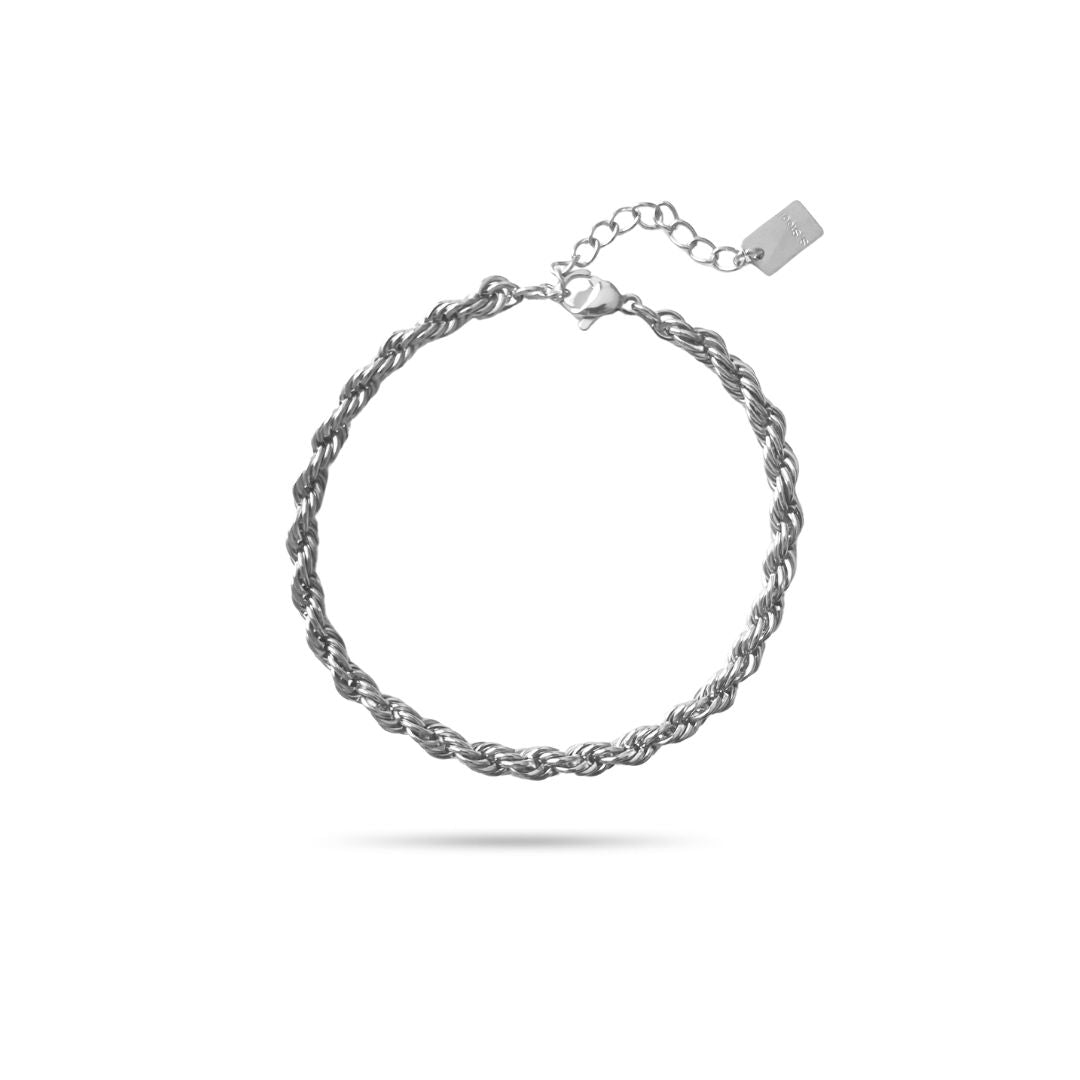 Bracelet chaîne torsadée acier inoxydable argenté