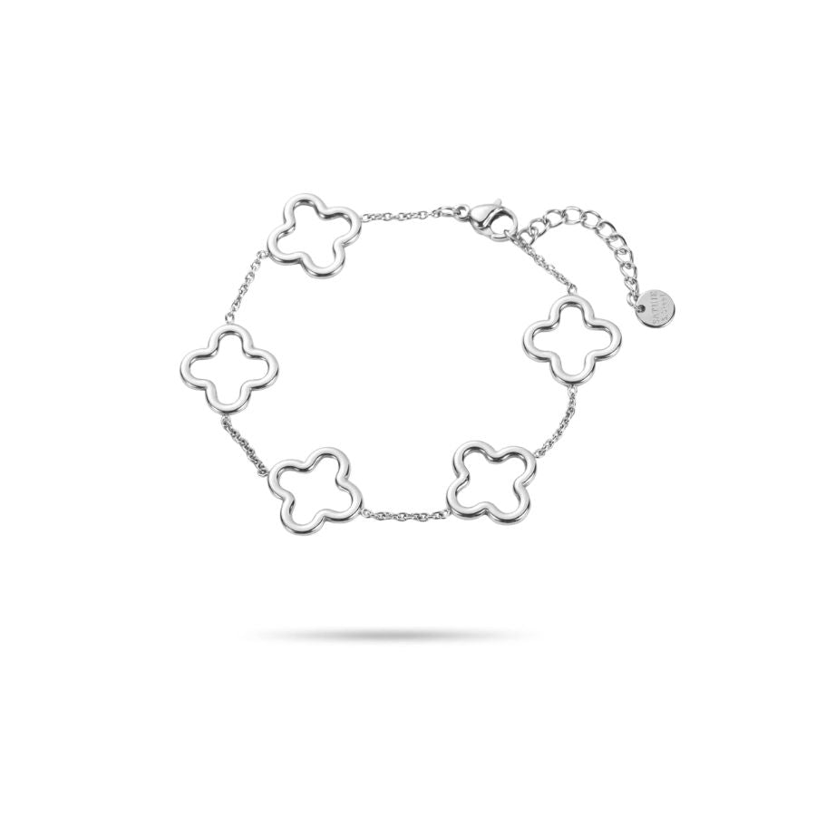 Bracelet chaîne trèfle en acier inoxydable doré | Noura