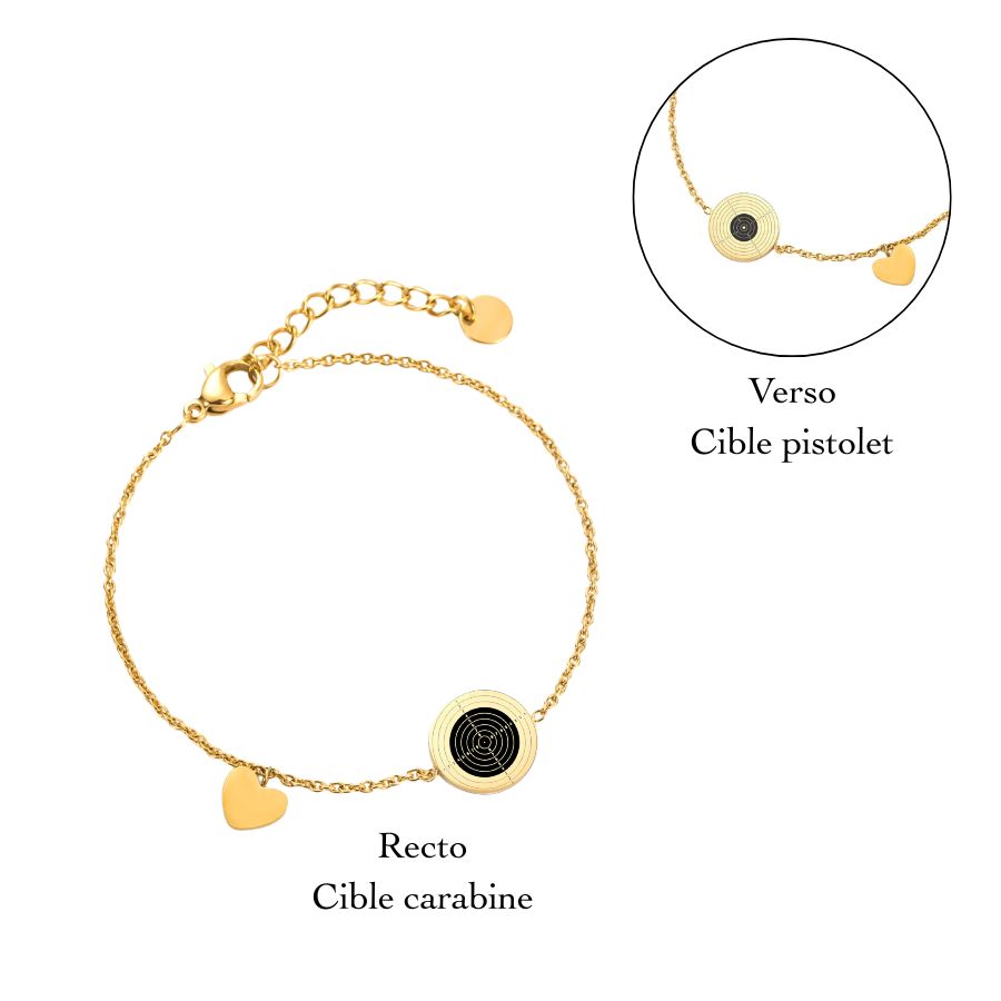 Bracelet cible recto/carabine verso/pistolet en acier inoxydable | Ambre