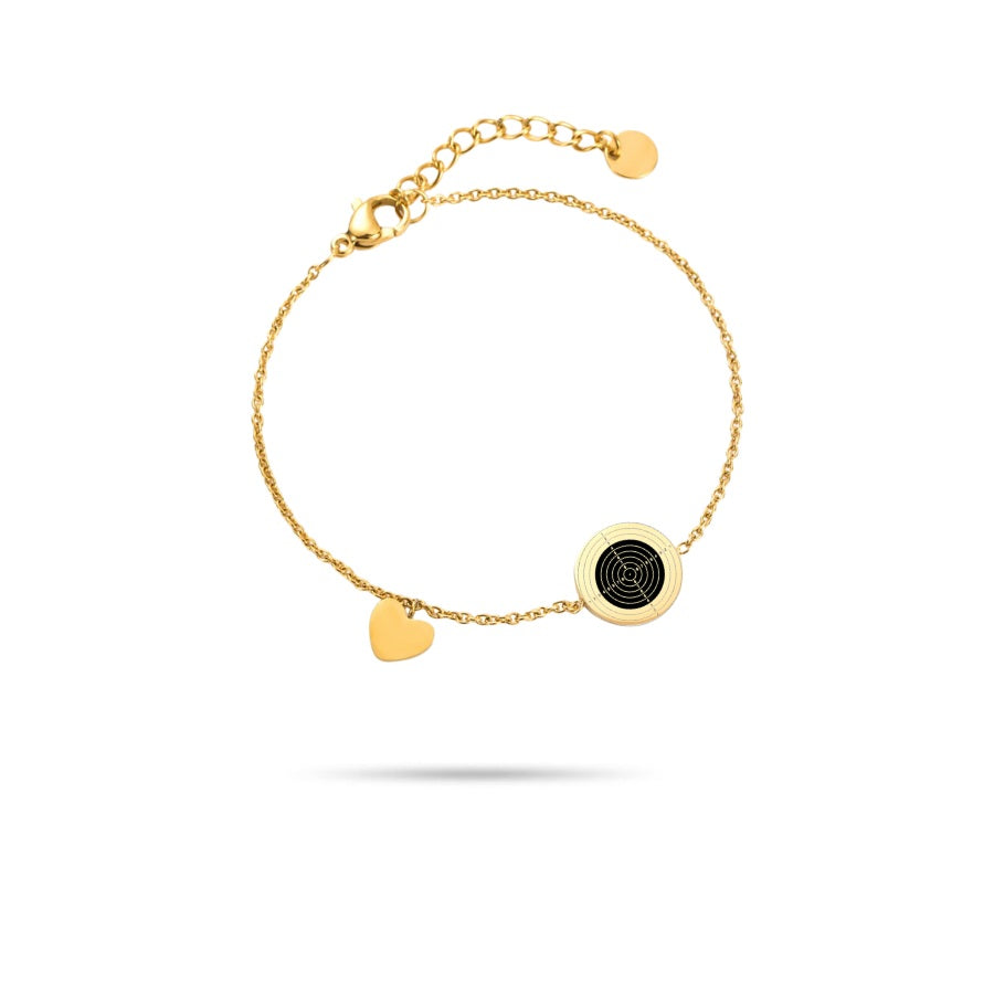 Bracelet cible carabine gravée au recto et au verso en acier inoxydable doré