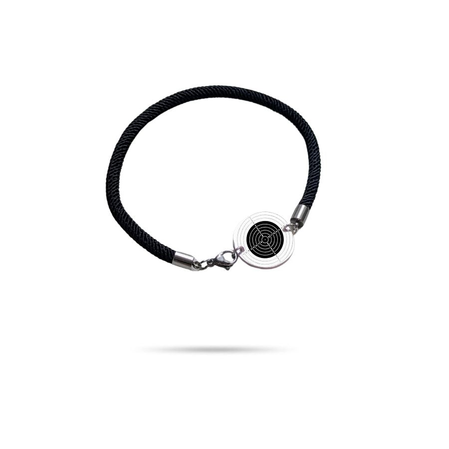 Bracelet homme cordon noir cible carabine à personnaliser | Ambre