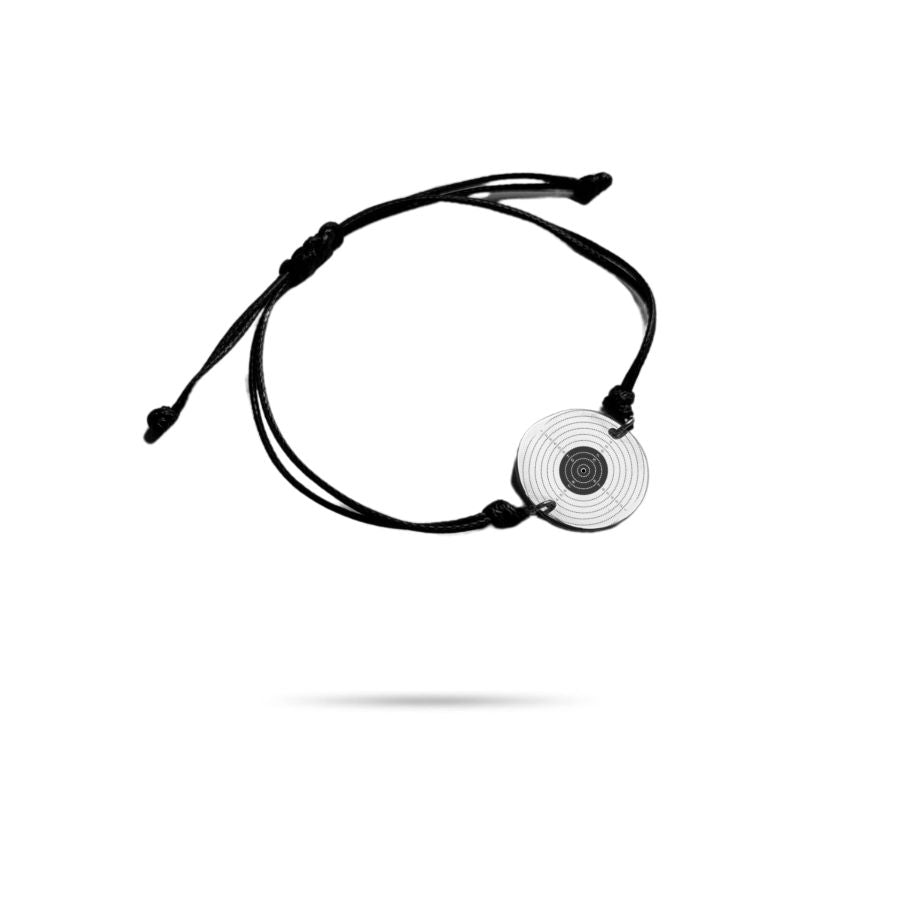 Bracelet unisexe cordon tressé noir réglable cible pistolet ou carabine à personnaliser | Ambre